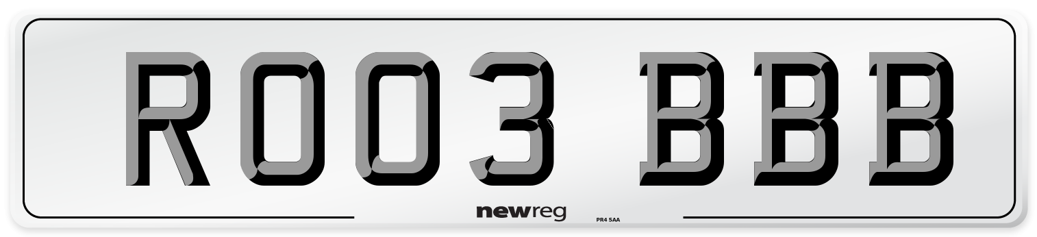 RO03 BBB Number Plate from New Reg